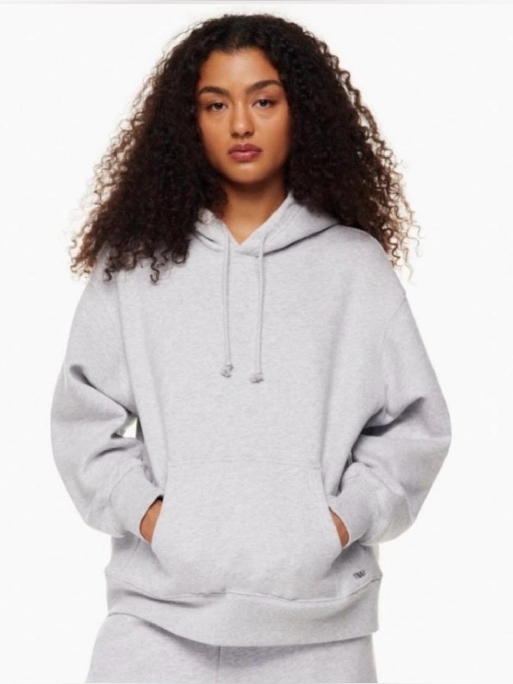 Aritzia TNA Light Heather Grey Cozy Fleece Boyfriend Fit Hoodie Size Medium